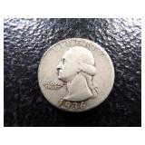 1936 WASHINGTON SILVER QUARTER