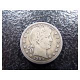 1909 BARBER SILVER QUARTER