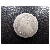 1853 W / ARROWS SEATED LIBERTY SILVER QUARTER