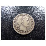 1909-S BARBER SILVER QUARTER