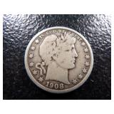 1908-O BARBER SILVER HALF DOLLAR