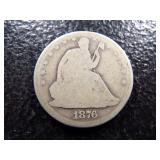 1876-CC SEATED LIBERTY CARSON CITY SILVER HALF DOLLAR