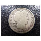 1906 BARBER SILVER HALF DOLLAR ***MINTED 2 1/2 MILLION