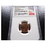 2010-D NGC GEM UNC. SIGNED FIRST YEAR REVERSE UNION SHIELD LINCOLN CENT