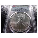 2021 PCGS MS70 FIRST DAY ISSUE AMERICAN SILVER EAGLE DOLLAR