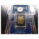 SUNSHINE MINTING 1 GRAM .9999 FINE GOLD BAR