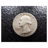 1945 WASHINGTON SILVER QUARTER