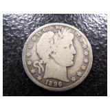 1896-O KEY DATE BARBER SILVER HALF DOLLAR