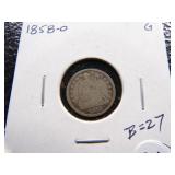 1858-O SEATED LIBERTY SILVER HALF DIME