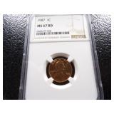 1987 NGC MS67RD LINCOLN CENT
