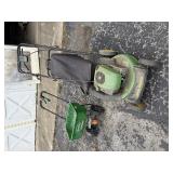 Two Pieces of Residential Lawn Maintenance Equipment Including John Deere JS30 Mower and Scotts Spreader