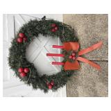 Vintage 46-Inch Commercial Building Front Garland Wreath with Three Red Candles