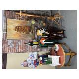 An Assortment of Decorative Collectibles and Barware Including a Hand-Painted Dartboard Cabinet signed GIRARD
