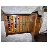 Antique Quarter Sawn Oak Billiards Ball Rack and Scoring Cabinet