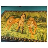 HA-VA-TI Fantasy Jungle Tapestry with Lion Tiger and Warrior Woman