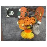 A Collection of Seasonal and Holiday Decorations Featuring a Rite Aid Stacked Pumpkin Lamp