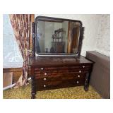 American Empire Carved Flame Mahogany Chest of Drawers with Mirror