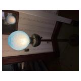 Electrified Victorian Style Cased Blue Glass Ball Shade Floor Lamp