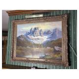 Dienst, Alpine Mountain Lake Scene, Oil on Canvas
