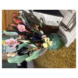 Large American Ceramic Floor Vase with an Assortment of Painted Wooden Flowers