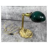Pittsburgh Metal Spec. Mfg Co. Adjustable Desk Lamp with Green Cased Glass Shade
