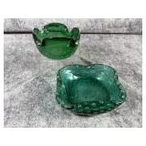 A Pair of Emerald Green Art Glass Bowls