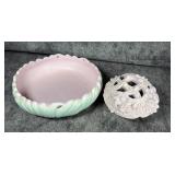 Weller Pottery Lavonia Console Bowl and Flower Frog