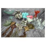 A Group of Decorative Antiques and Collectibles Including Art Glass, Apothecary Bottles, and Art Pottery