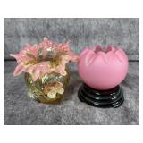 Two Victorian Art Glass Vases