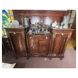 American Empire Mahogany Sideboard with a Collection of Silver-Plated Tableware and Ironstone China