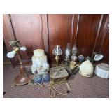 A Collection of Vintage Art Deco and Victorian Style Lighting Fixtures and Glass Shades