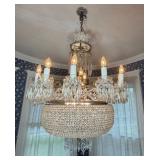 French Empire Style Gilt-Metal and Beaded Crystal Basket Chandelier