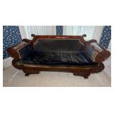 American Classical Carved Mahogany Sofa with Lion Paw Feet