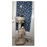 Large Italian Carved Alabaster Figural Torchiere Floor Lamp