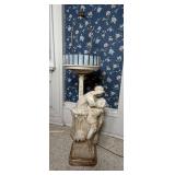 Italian Neoclassical Carved Alabaster and Slag Glass Figural Table Lamp