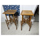 A Pair of Aesthetic Movement Faux Bamboo and Brass Mounted Side Tables