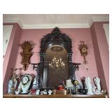 A Collection of Victorian Style Decorative Arts and a Large Carved Wood Wall Mirror