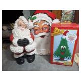 Three Vintage Christmas Decorative Items Including Atlantic Mold Ceramic Santa Claus