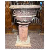 Victorian Neoclassical Cast Iron and Terracotta Garden Urn on Pedestal