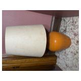 Mid-Century Modern Large Scale Orange Glazed Ceramic Table Lamp