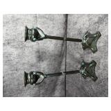 A Pair of Art Nouveau Patinated Cast Metal Candlesticks Tiffany Style