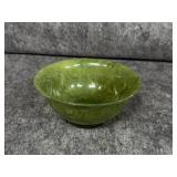 A Chinese Carved Spinach Green Nephrite Jade Bowl