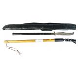 Two Custom Martial Arts Weapons including a Polearm and Weighted Flail with Carry Case