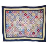 Mid-Century American Hand-Stitched Nine-Patch Variation Patchwork Scrap Quilt