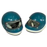 A Pair of Vintage Vetterlite Full-Face Motorcycle Helmets