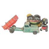 Three Vintage Toys Including a Hubley Ford Dump Truck and Black Americana Collectibles