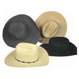 Four Western Cowboy Hats Including Resistol and Serratelli Examples