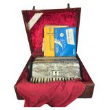 Vintage Regent 120 Button Piano Accordion with Case and Instructional Materials
