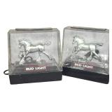 A Pair of Vintage Budweiser Light and Bud Light Clydesdale Electric Bar Lights