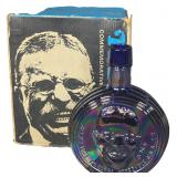 Wheaton Presidential Series Theodore Roosevelt Cobalt Blue Iridescent Glass Commemorative Decanter with Original Box